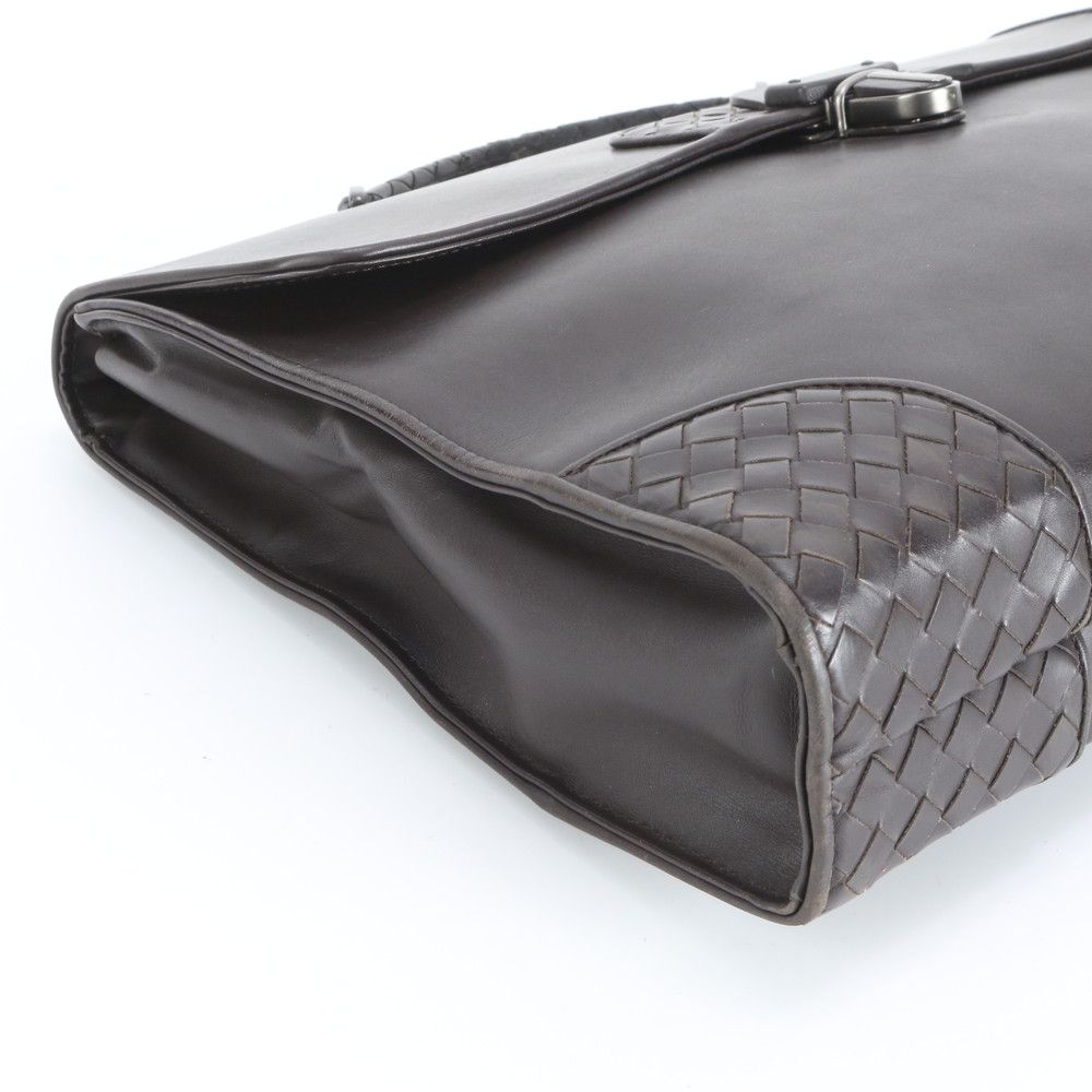 Bottega Veneta Intrecciato Leather Business Document Briefcase Brown Rem — view 6
