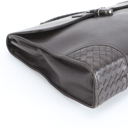 Bottega Veneta Intrecciato Leather Business Document Briefcase Brown Rem — view 6