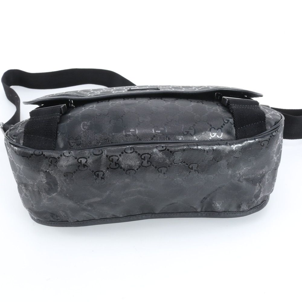 Gucci GG Crystal Leather Nylon Shoulder Bag Crossbody Messenger Black — view 6