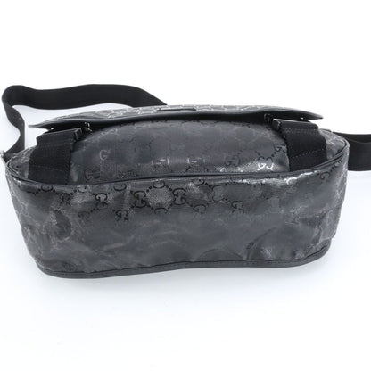 Gucci GG Crystal Leather Nylon Shoulder Bag Crossbody Messenger Black — view 6