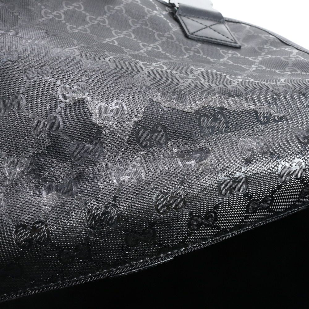 Gucci GG Crystal Leather Nylon Shoulder Bag Crossbody Messenger Black — view 8