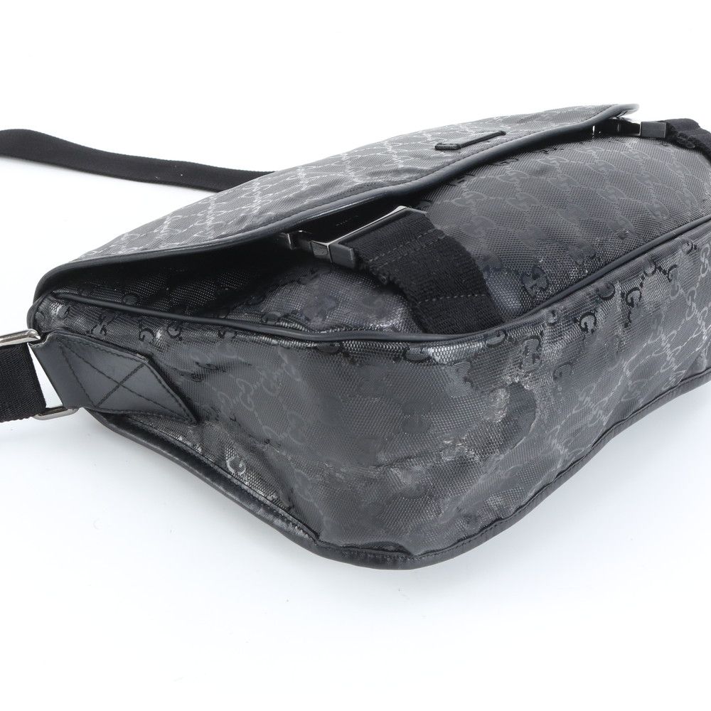Gucci GG Crystal Leather Nylon Shoulder Bag Crossbody Messenger Black — view 4