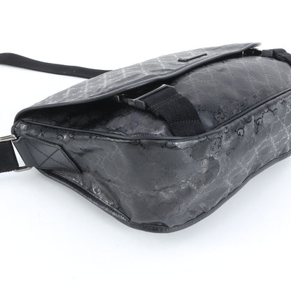 Gucci GG Crystal Leather Nylon Shoulder Bag Crossbody Messenger Black — view 4