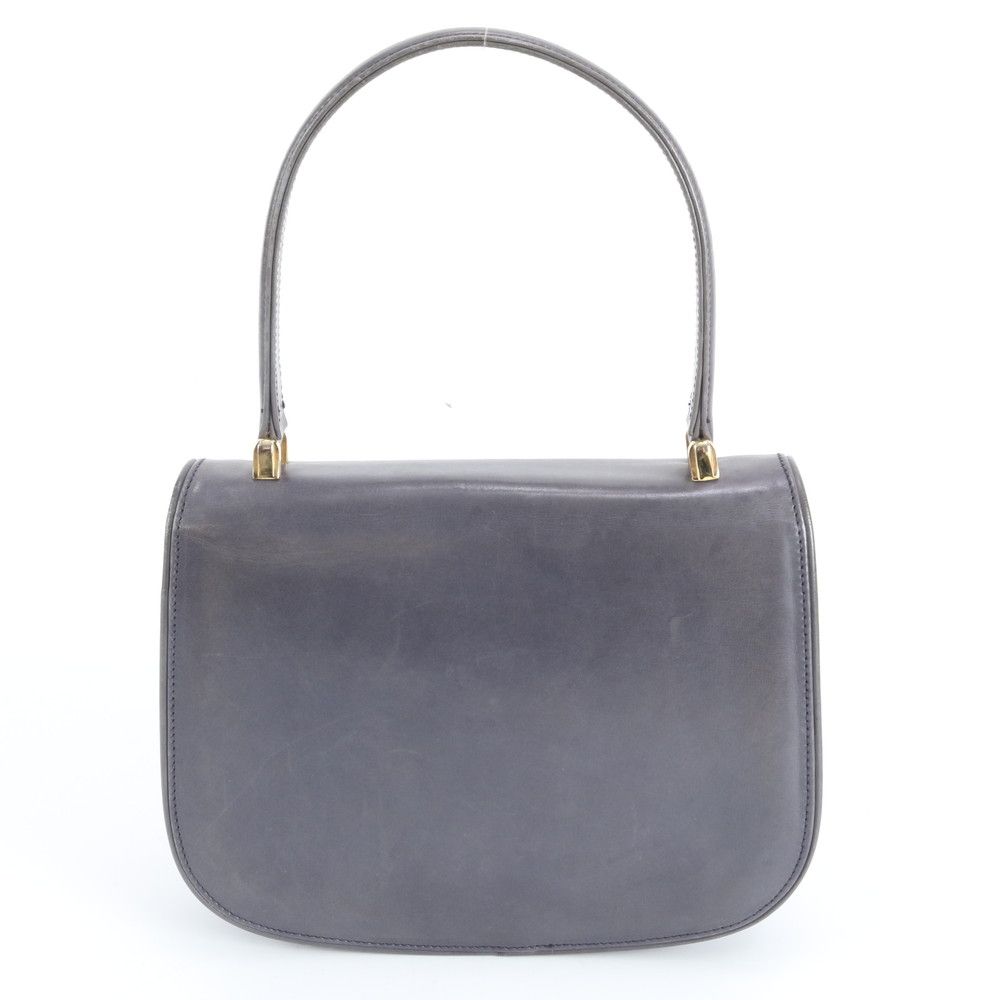 Gucci Vintage Leather Handbag Tote Navy Ebm — view 3