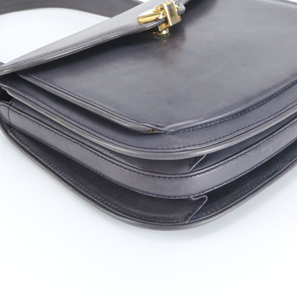 Gucci Vintage Leather Handbag Tote Navy Ebm — view 4