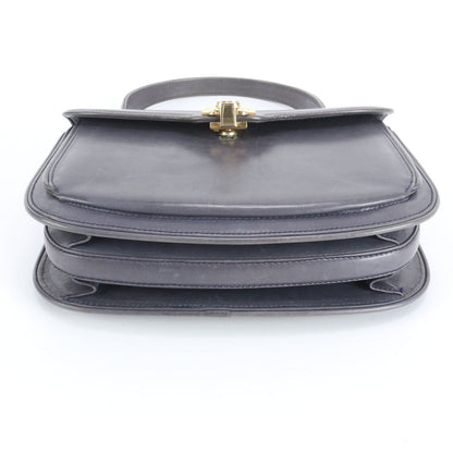 Gucci Vintage Leather Handbag Tote Navy Ebm — view 6