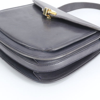 Gucci Vintage Leather Handbag Tote Navy Ebm — view 5