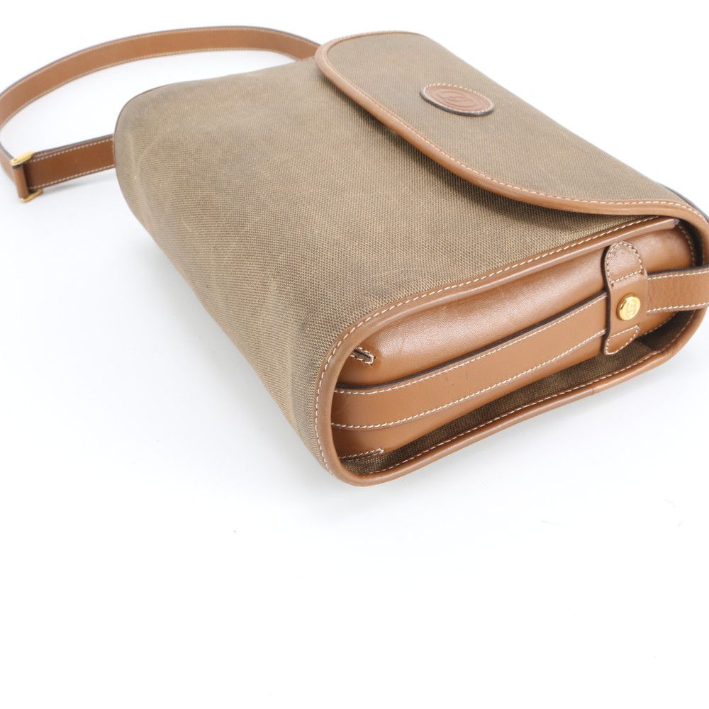 Gucci Vintage Leather Canvas Shoulder Bag Crossbody Brown — view 5