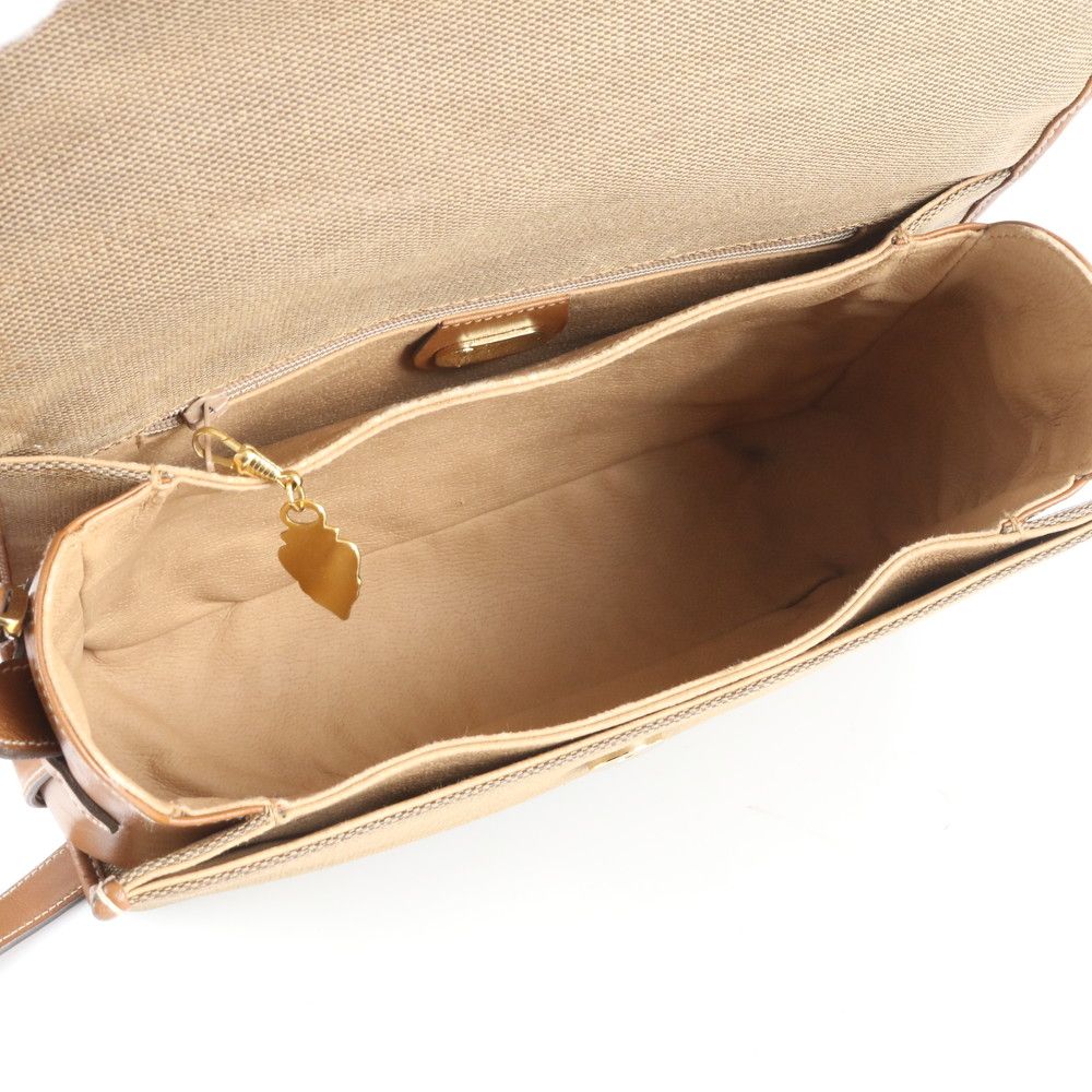 Gucci Vintage Leather Canvas Shoulder Bag Crossbody Brown — view 7