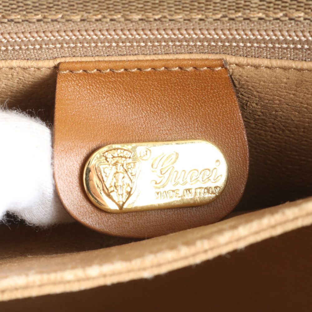 Gucci Vintage Leather Canvas Shoulder Bag Crossbody Brown — view 8