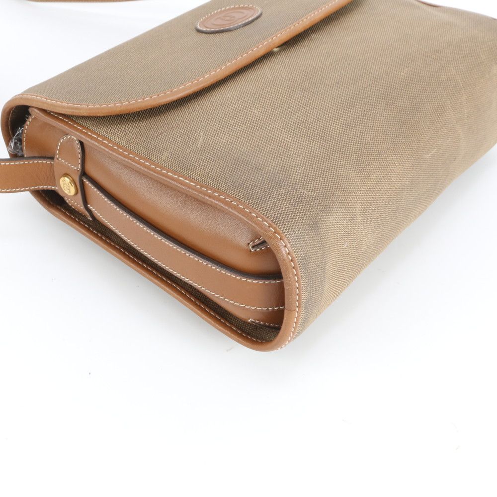 Gucci Vintage Leather Canvas Shoulder Bag Crossbody Brown — view 4
