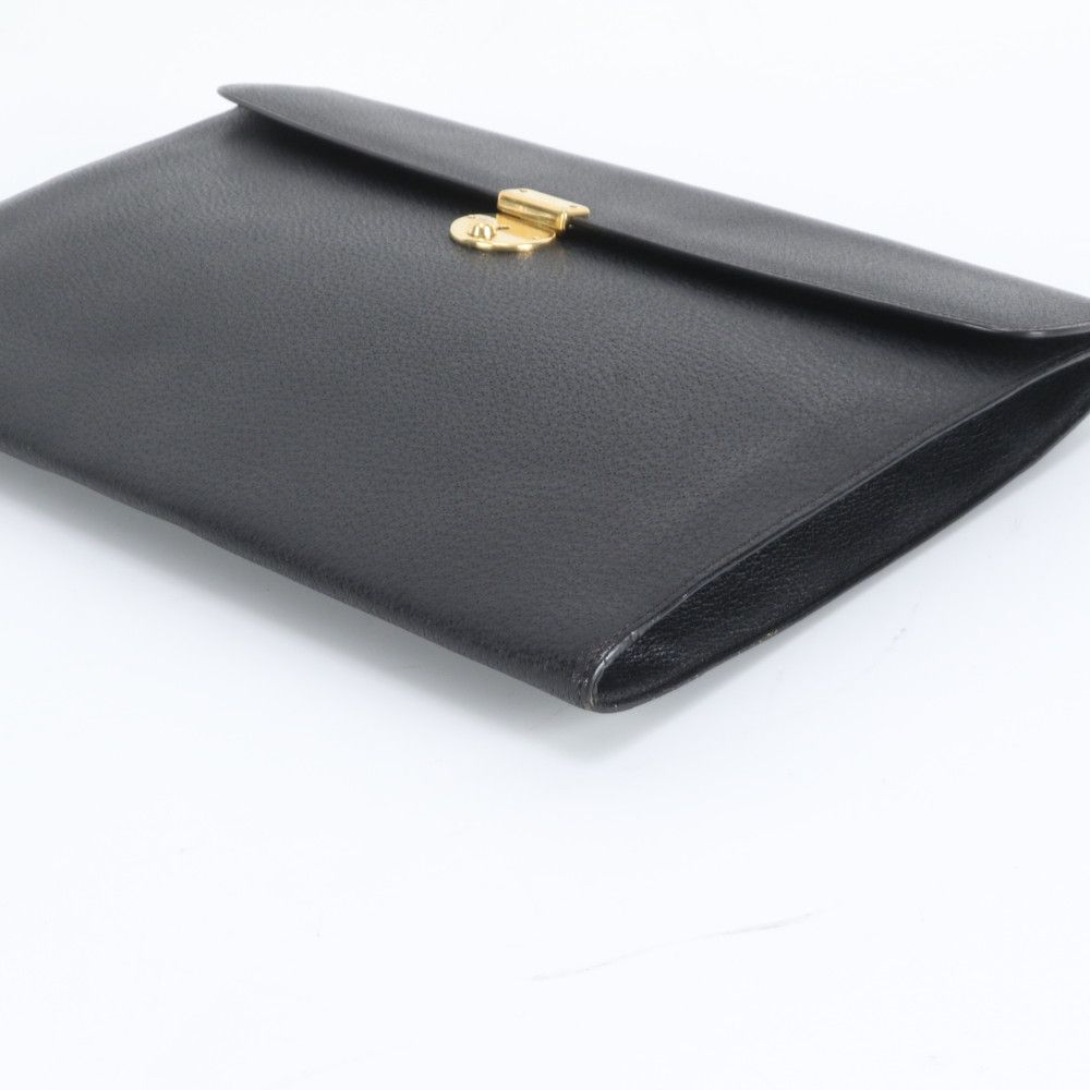 Gucci Vintage Leather Clutch Pouch Business Black — view 5