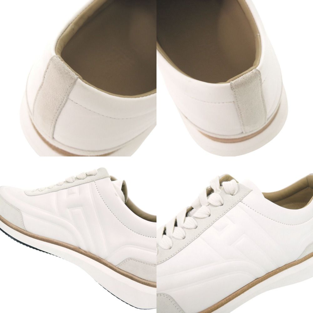 Hermes Easy 40.5 Calf Chevre Velois White Sneakers — view 8