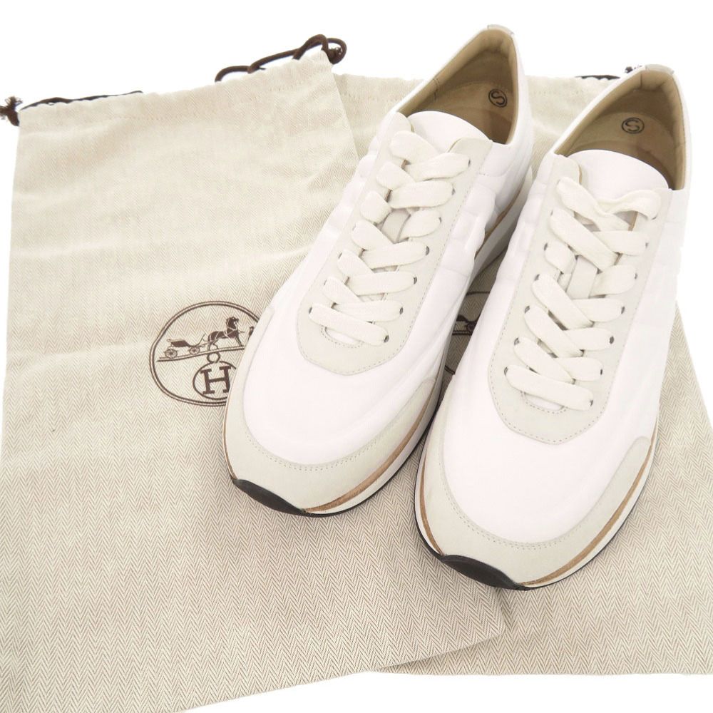 Hermes Easy 40.5 Calf Chevre Velois White Sneakers — view 2