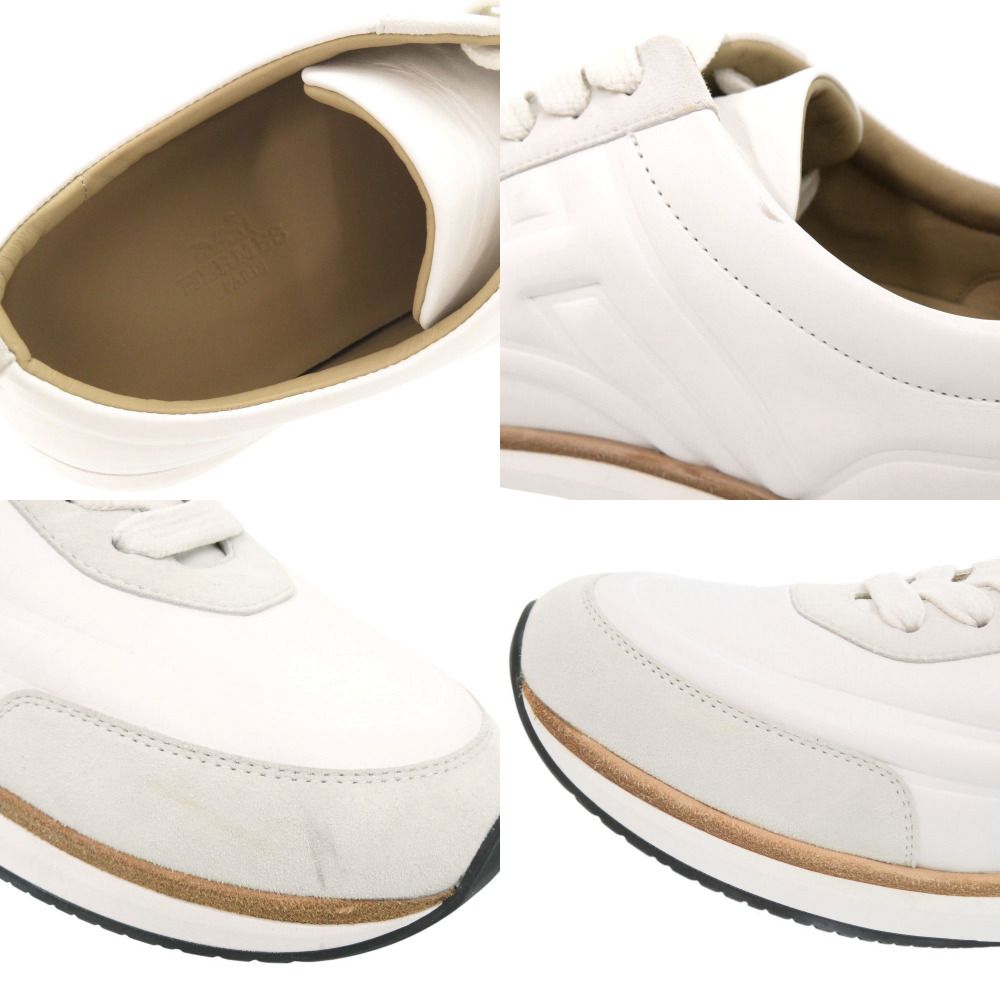 Hermes Easy 40.5 Calf Chevre Velois White Sneakers — view 9