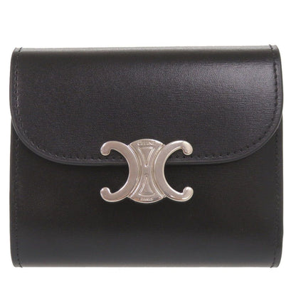 Celine Small Flap Wallet Triomphe Leather Black Trifold
