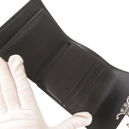 Celine Small Flap Wallet Triomphe Leather Black Trifold — view 6