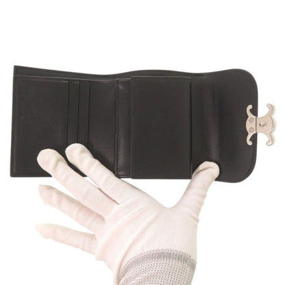 Celine Small Flap Wallet Triomphe Leather Black Trifold — view 5