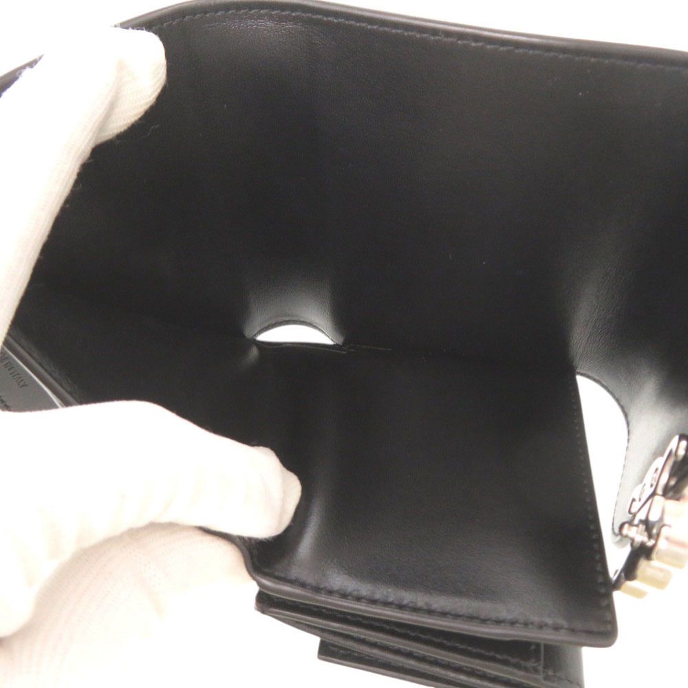 Celine Small Flap Wallet Triomphe Leather Black Trifold — view 8