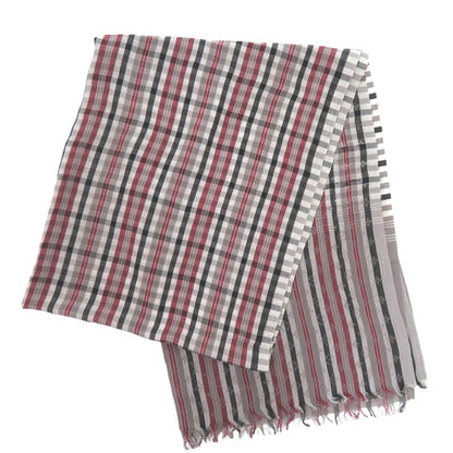 Louis Vuitton Etole Madras Check Monogram Shawl Cotton Gray Black Red Scarf — view 3