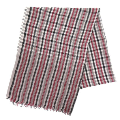 Louis Vuitton Etole Madras Check Monogram Shawl Cotton Gray Black Red Scarf — view 2