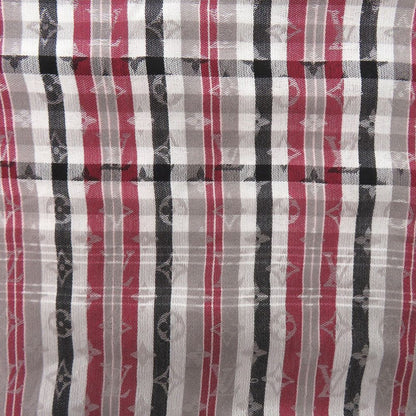 Louis Vuitton Etole Madras Check Monogram Shawl Cotton Gray Black Red Scarf — view 5