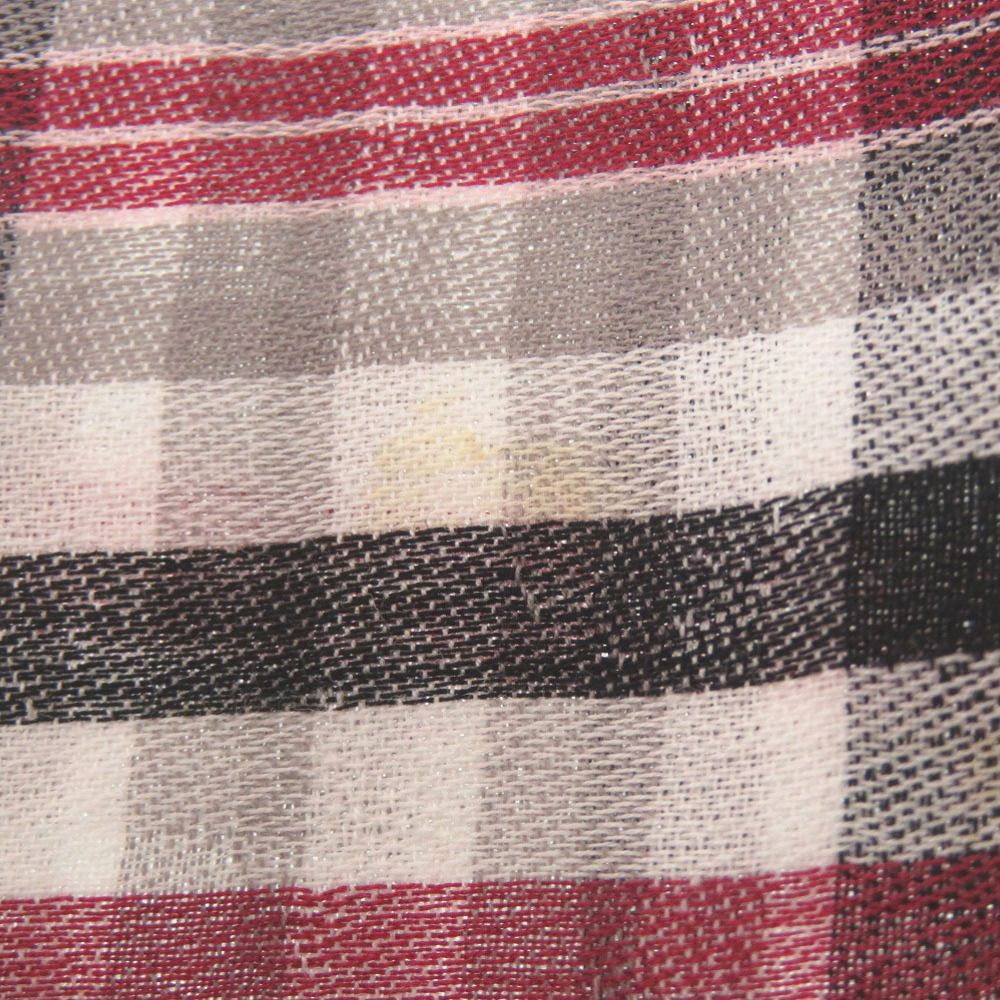 Louis Vuitton Etole Madras Check Monogram Shawl Cotton Gray Black Red Scarf — view 4