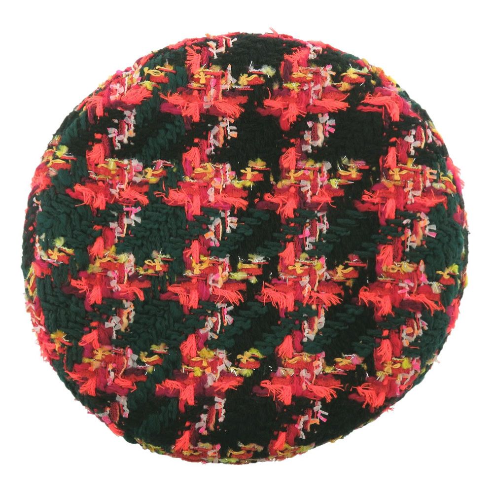 Gucci Tweed Plaid Ribbon GG Logo Beret M 57 Polyester Green Orange Black Hat — view 7