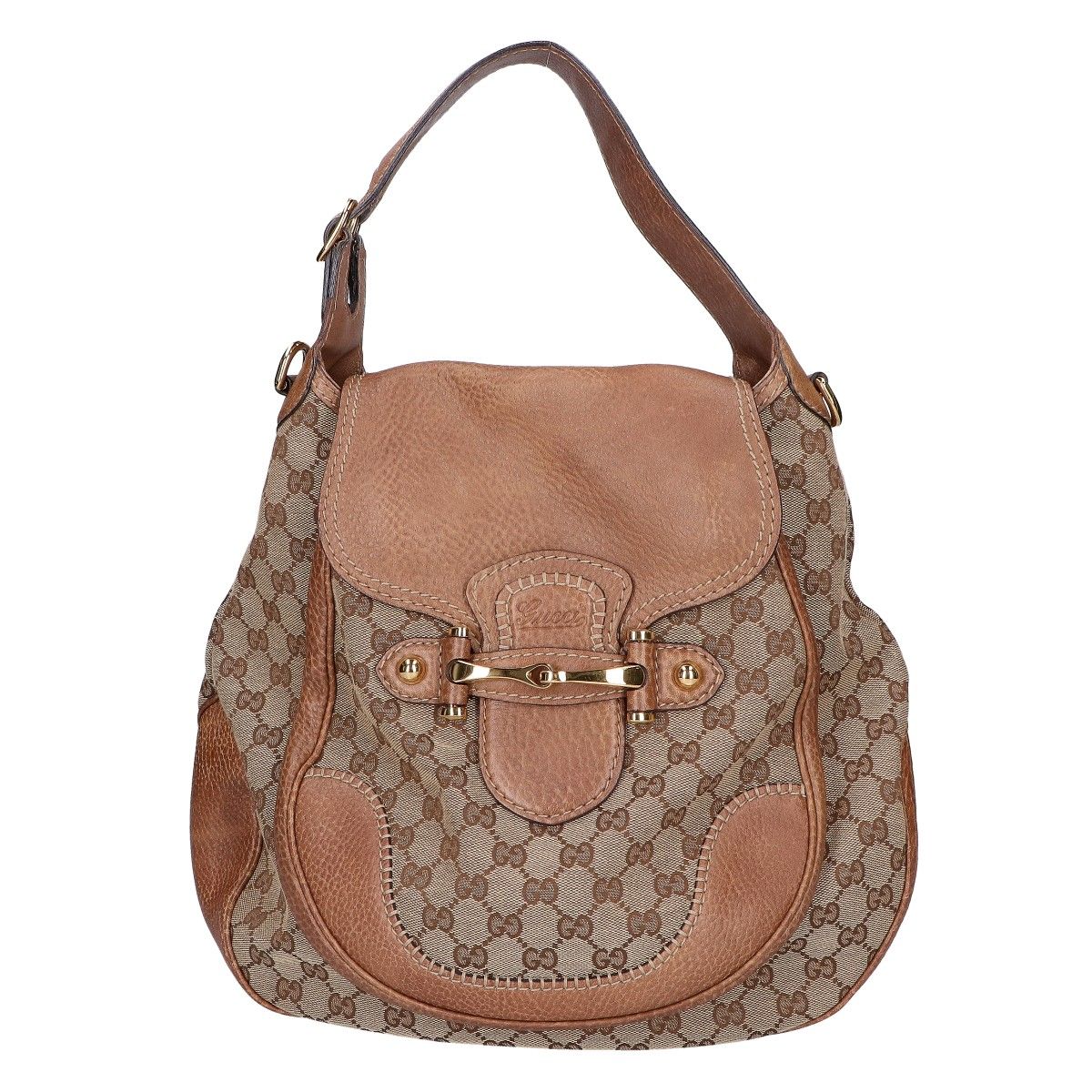 Gucci Horsebit GG Canvas Leather Hobo 2-Way Shoulder Bag