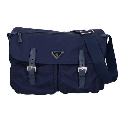 Prada Nylon Flap Shoulder Bag Navy