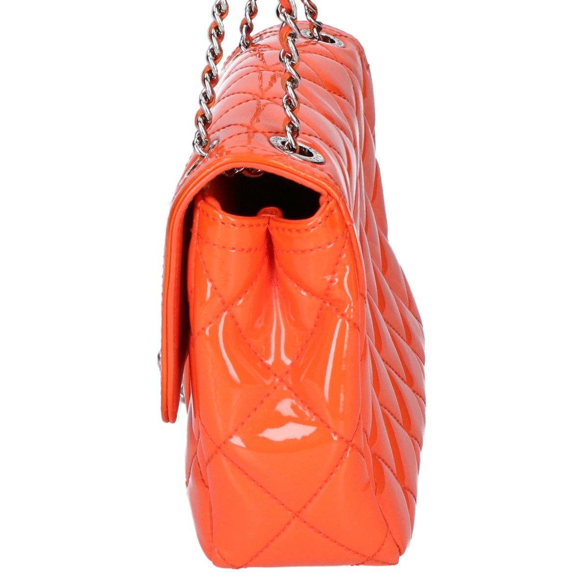 Chanel Orange Patent Leather Quilted Shoulder Bag — view 2