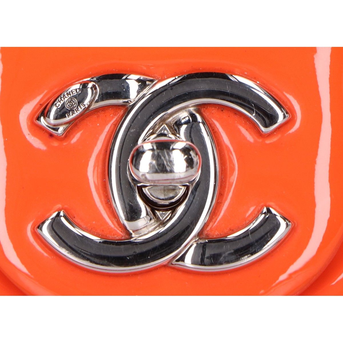 Chanel Orange Patent Leather Quilted Shoulder Bag — view 8