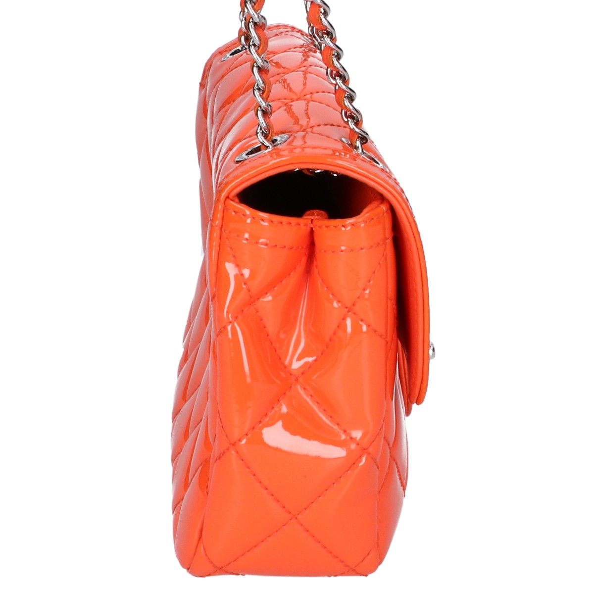 Chanel Orange Patent Leather Quilted Shoulder Bag — view 4