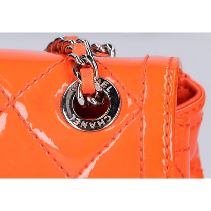 Chanel Orange Patent Leather Quilted Shoulder Bag — view 9