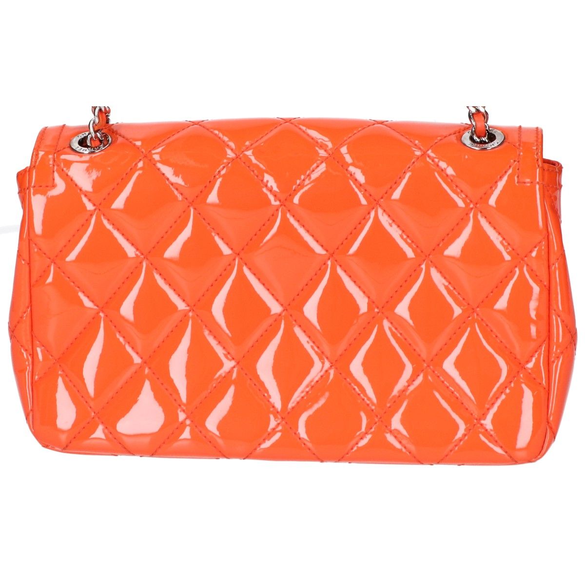 Chanel Orange Patent Leather Quilted Shoulder Bag — view 3