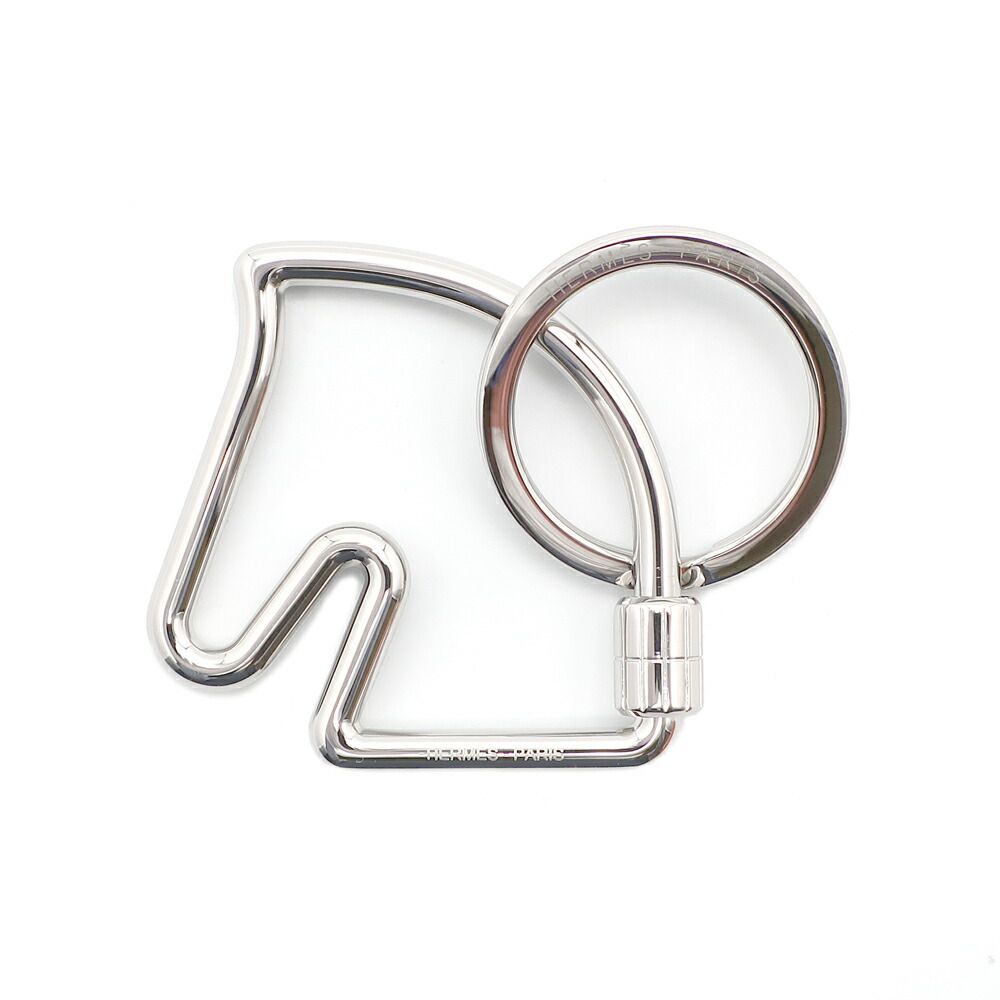 Hermes Ten Key Holder Cheval Key Sling Bag Charm Stainless Steel Silver Color