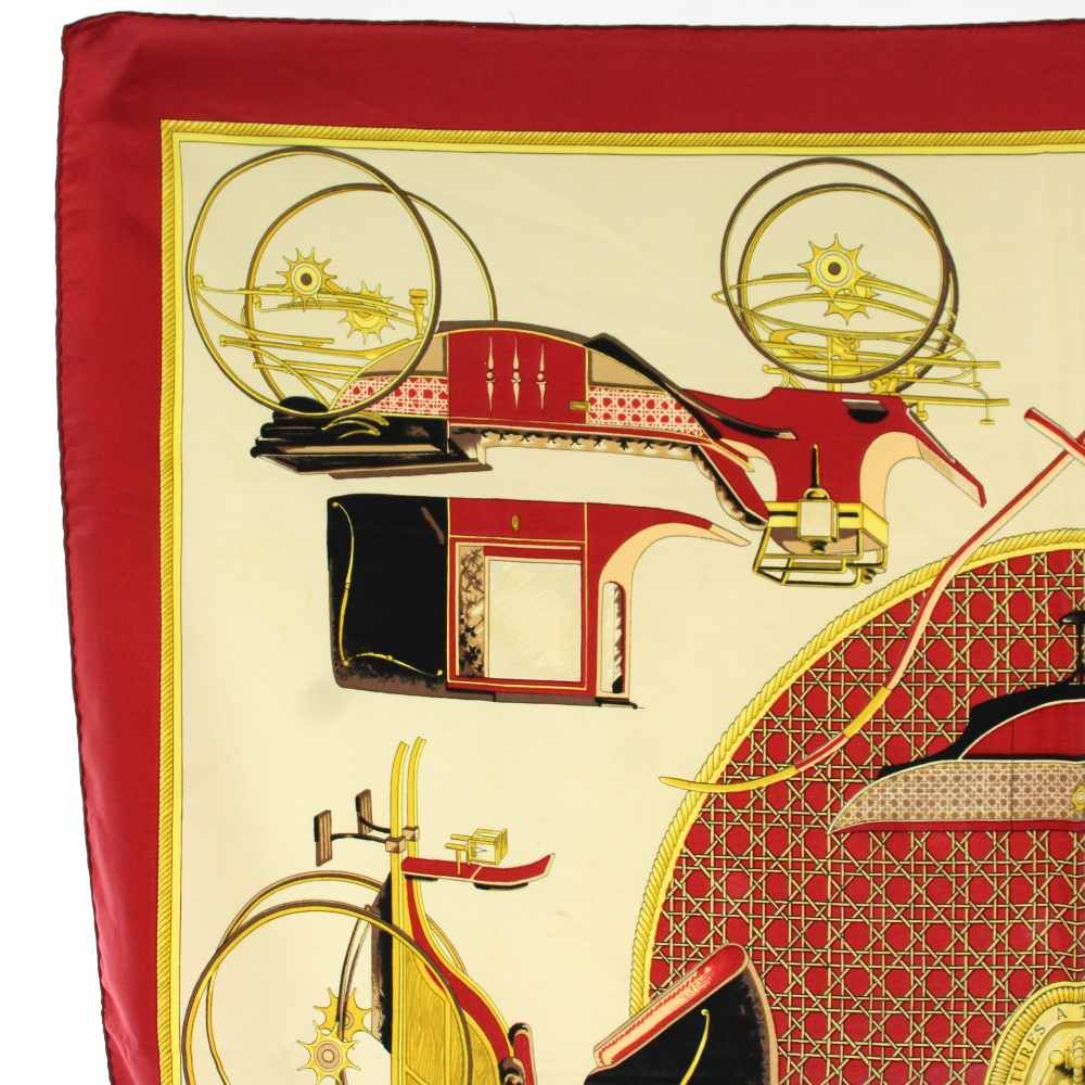 Hermes Carre 90 la Perriere Scarf Silk Beige Red — view 7