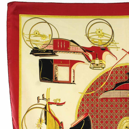 Hermes Carre 90 la Perriere Scarf Silk Beige Red — view 7