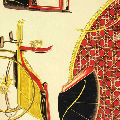 Hermes Carre 90 la Perriere Scarf Silk Beige Red — view 9