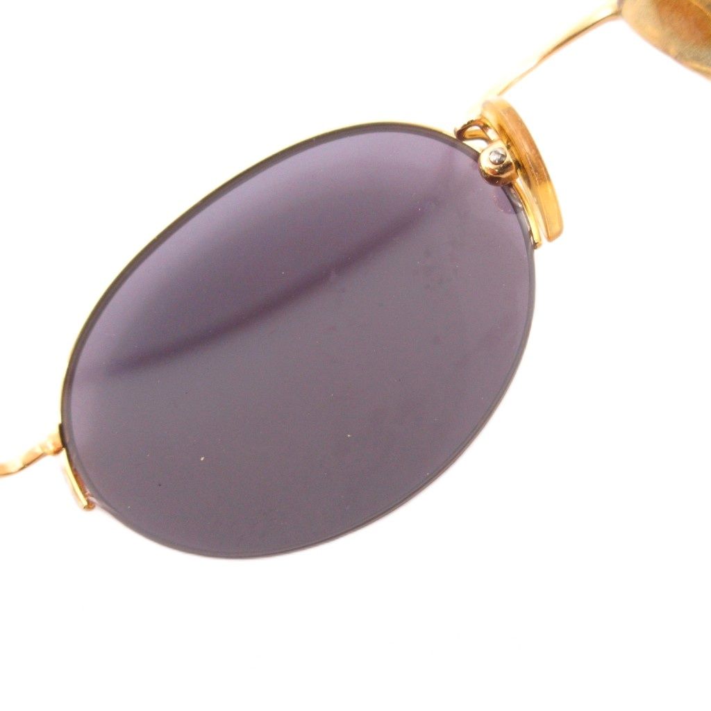 Gucci Oval Sunglasses Half Rim Tortoiseshell Log 50 Stamps 21 Gold Color Blue — view 7