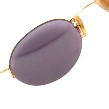 Gucci Oval Sunglasses Half Rim Tortoiseshell Log 50 Stamps 21 Gold Color Blue — view 7