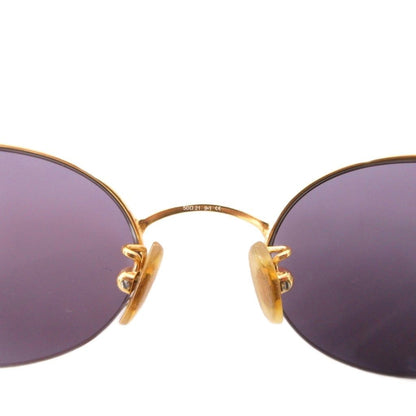 Gucci Oval Sunglasses Half Rim Tortoiseshell Log 50 Stamps 21 Gold Color Blue — view 4