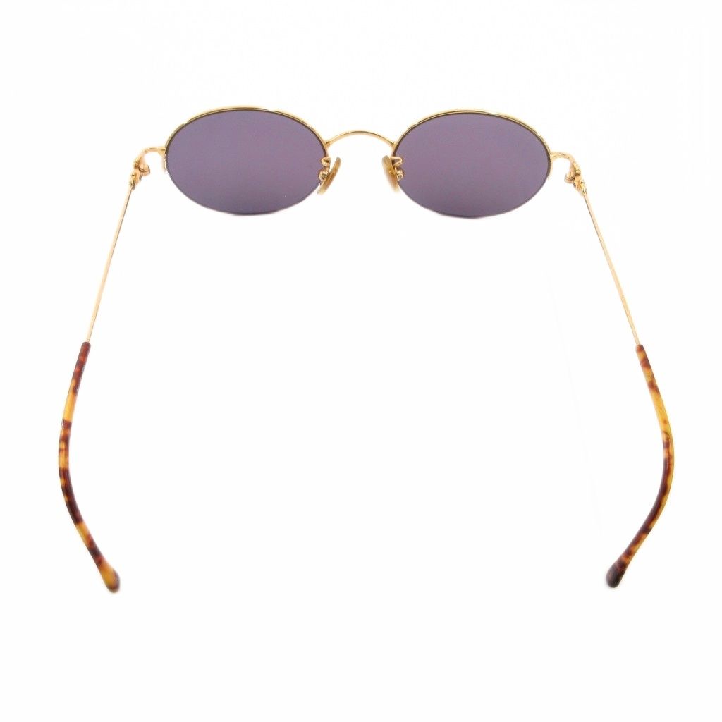Gucci Oval Sunglasses Half Rim Tortoiseshell Log 50 Stamps 21 Gold Color Blue — view 2