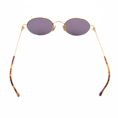 Gucci Oval Sunglasses Half Rim Tortoiseshell Log 50 Stamps 21 Gold Color Blue — view 2