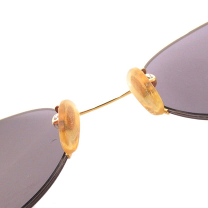 Gucci Oval Sunglasses Half Rim Tortoiseshell Log 50 Stamps 21 Gold Color Blue — view 6