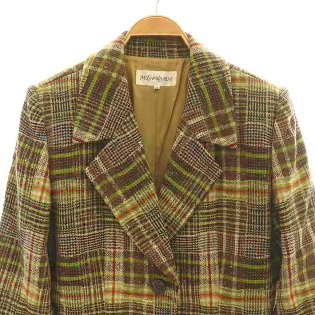 Saint Laurent Yves Tailored Jacket Nep Tweed 38 Brown Beige SY — view 4