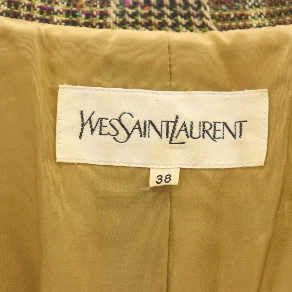 Saint Laurent Yves Tailored Jacket Nep Tweed 38 Brown Beige SY — view 6
