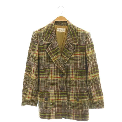Saint Laurent Yves Tailored Jacket Nep Tweed 38 Brown Beige SY