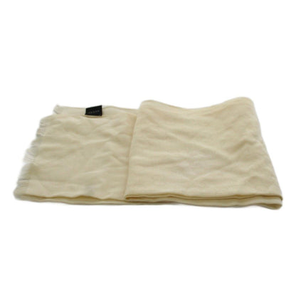 Gucci GG Pattern Shawl Fringe Wool Silk Blend White Scarf — view 2