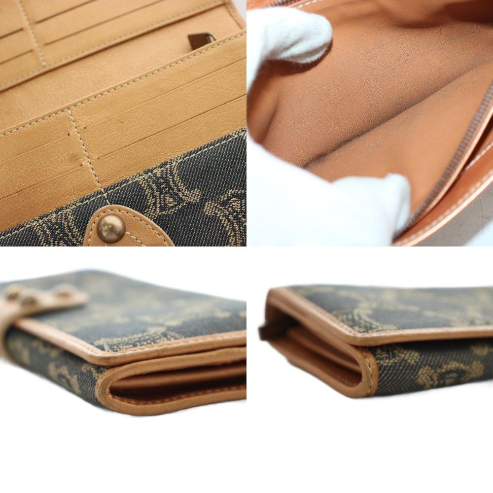 Celine Macadam Pattern Wallet Bifold Coin Purse Canvas Leather Gray Beige — view 8